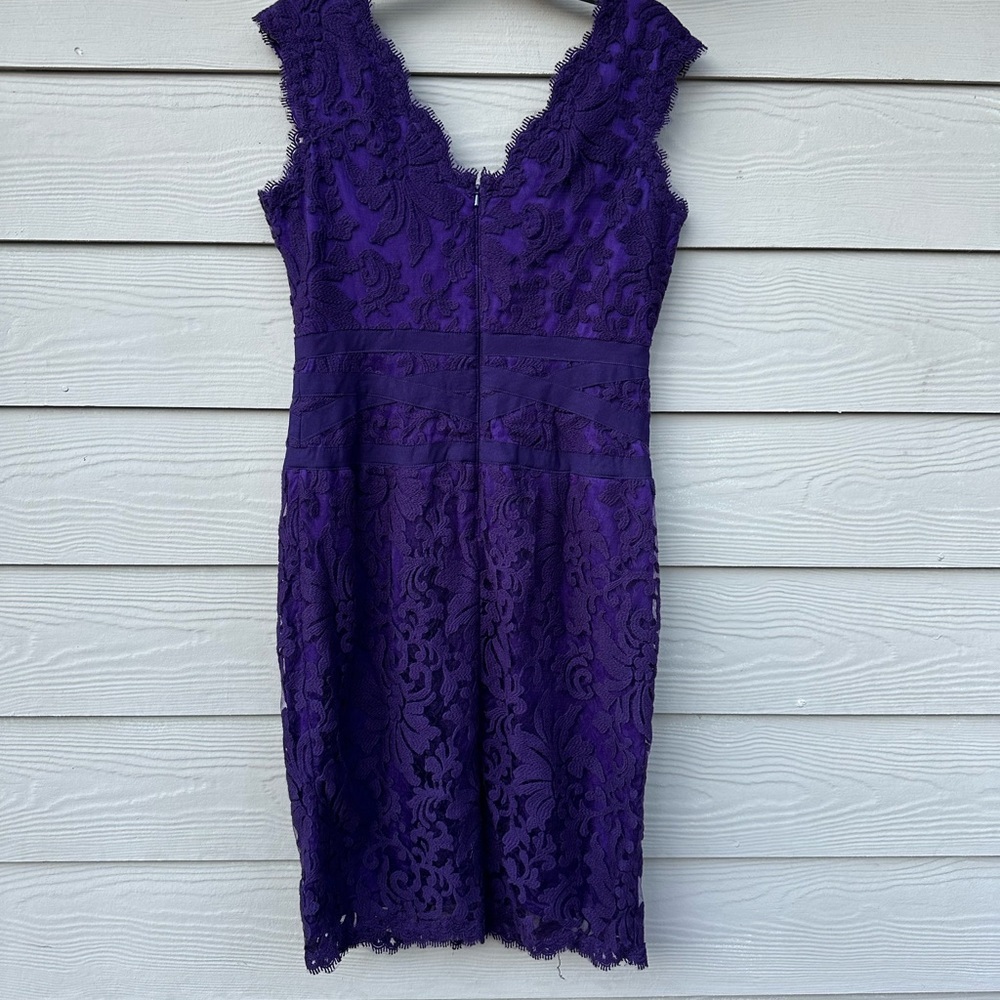 Tadashi Shoji Embroidered Lace Sheath Dress Purple - Picture 11 of 13